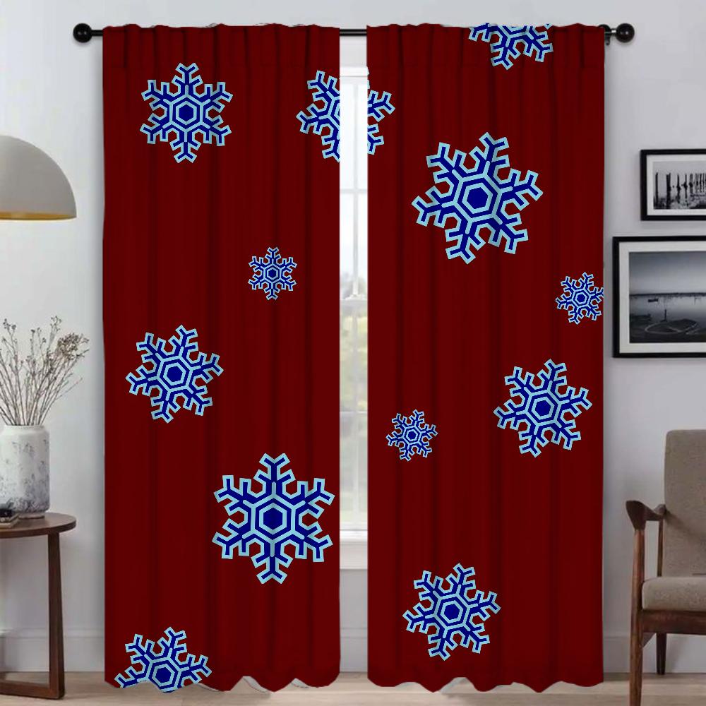 Cartoon Snowflake Partition Modern Living Room Curtains 2 Pieces Window Curtain Shades Halloween Decoration Blinds Kitchen Child