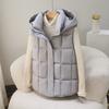 New hooded down cotton vest women's autumn and winter loose and versatile outer wear sleeveless vest thickened warm vest jacket