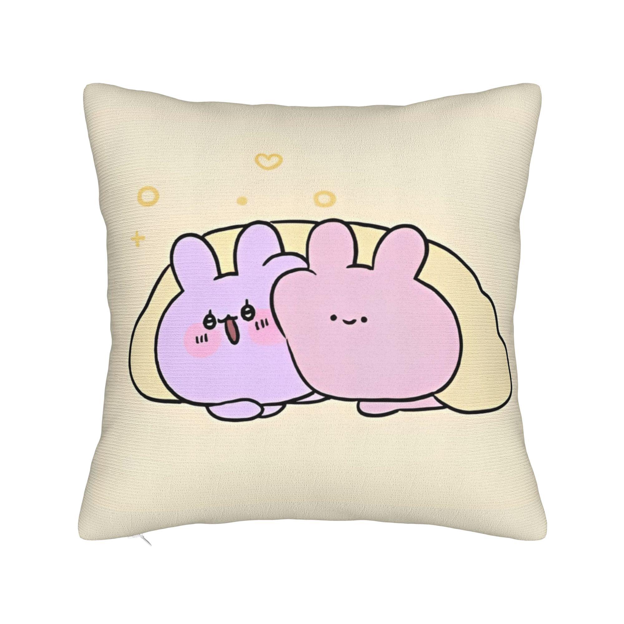 

Asamimichaan Asleep Cartoon Square Pillowcases Sofa Kawaii Asamimi Cushion Case Funny Home Decoration Throw Pillow Case 40x40cm 16x16in