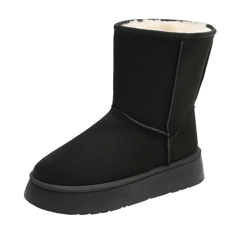 

Новые зимние ботинки для снега, женская обувь, женские ботильоны, классические ботинки из хлопка на толстой подошве, нескользящие, теплые, короткие, плюшевые зимние ботинки 36