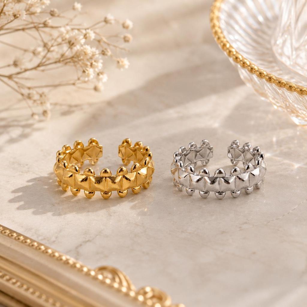 Korean Retro Geometric Raised Ring for Women, Stylish Versatile Non-fading Index Finger Accessory