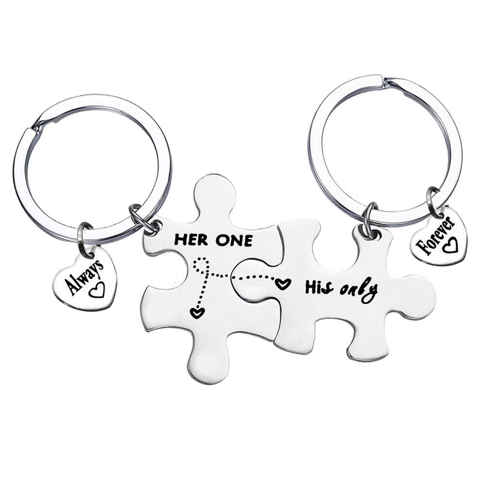 Always Forever Puzzle Stainless Steel Keychain Building Block Design Fashion Couple Pendant Practical High Quality Gift