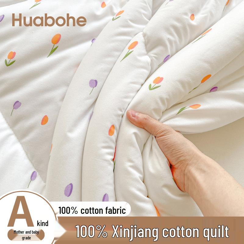 Xinjiang Cotton Four-Season Quilt: Thick Warm Bedding for Single or Double Dorms 150x200cm 3 Jin Aksu Grade-A Cotton