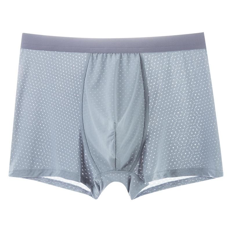 4pcs Plus-size Men's Summer Ice Silk Non-mark Breathable Mid Waist Flat Angle Briefs