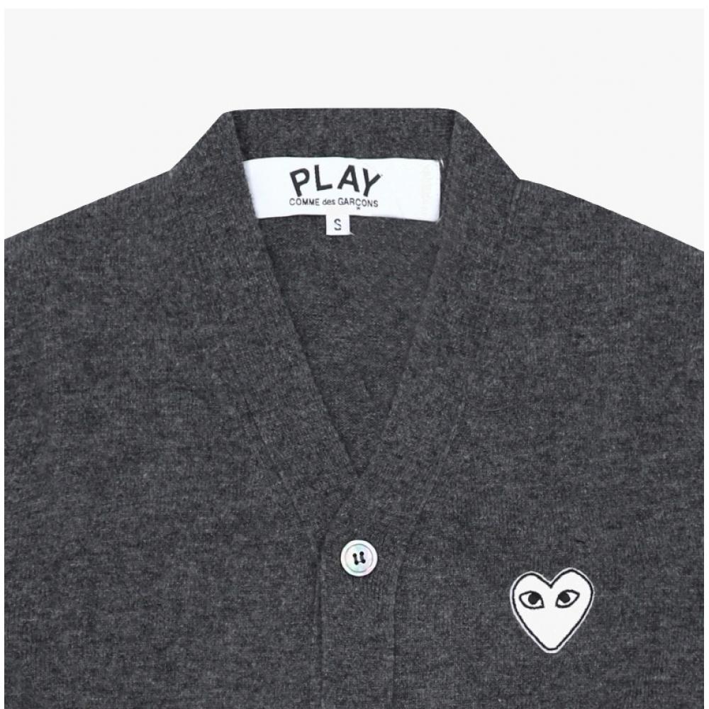Comme Des Gar Ons Play White Heart V Neck Cardigan Ax N062 051