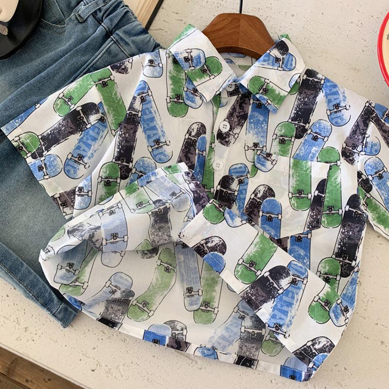 2026 Boys' Trendy Summer Short-Sleeve Shirt: Stylish & Cool Children's Fashion