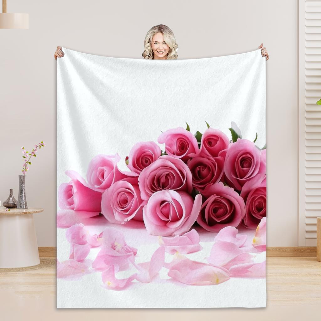 Floral Flannel Blanket 3D Printed Blanket For Office Home Camping Nap Leisure Blankets 2026 Valentine's Day Gifts For Home Decor