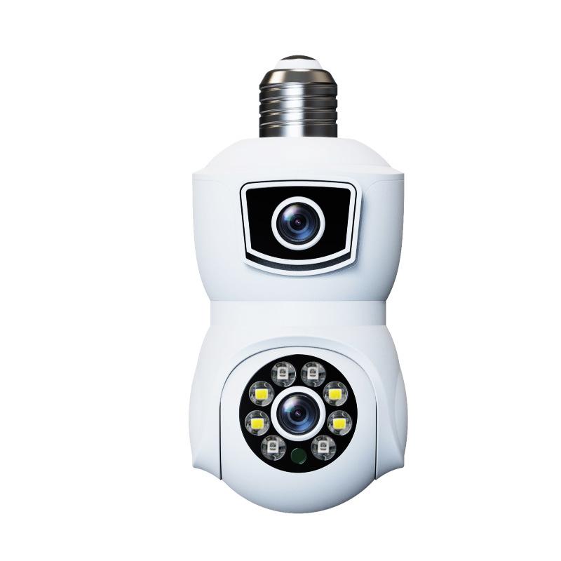 8MP E27 Bulb WiFi Camera Security Protection Indoor Dual Lens Dual Screen Human Tracking Night Vision IP Camera Two-Way Audio