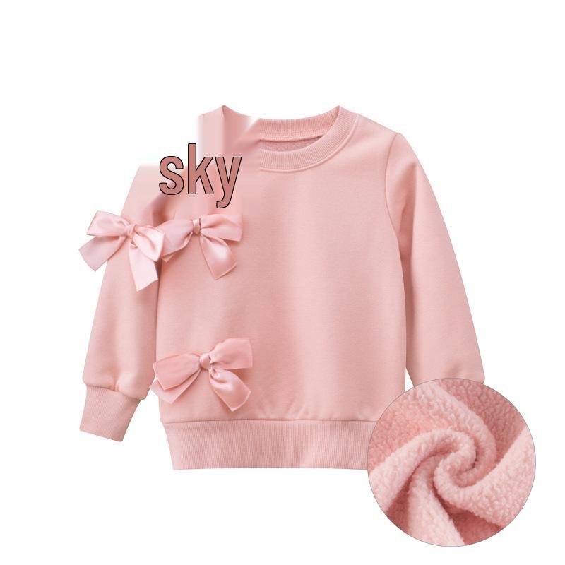 Girls  Korean Style Fleece Sweatshirt - Autumn 2024 Children s Pullover 110 cm