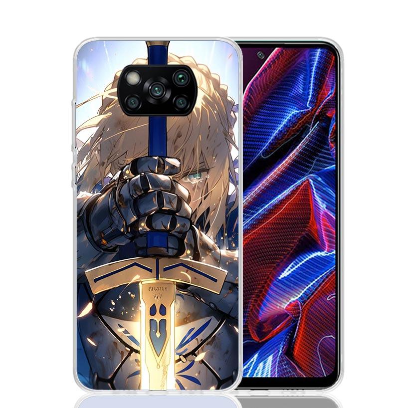 Fate Zero Stay Night Saber Phone Case For Xiaomi Poco X7 X6 X5 Pro F7 Ultra Redmi 15C 15 13 13C 12 12C 10 10A 10C 9 9A 9C 9T Cov