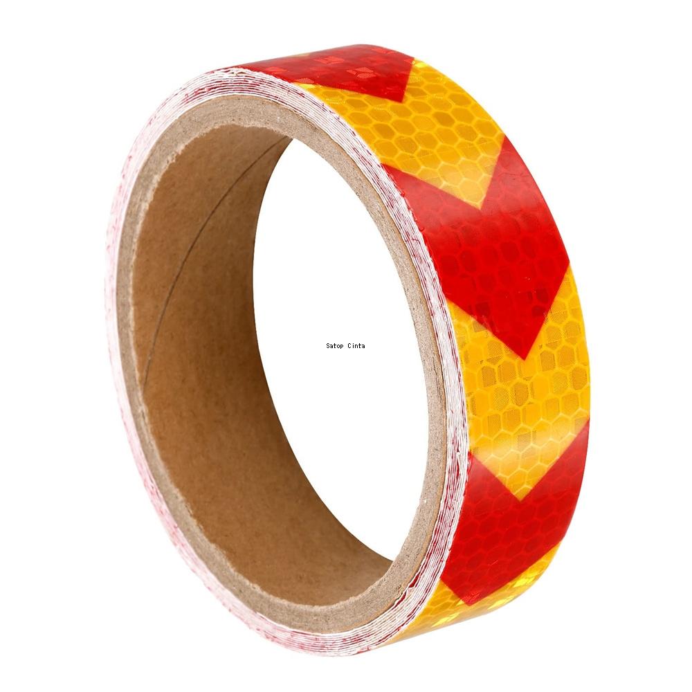 1inch*17FT Arrow Bicyle Reflective Stickers Yellow Red Waterproof Safety Tape Self-Adhesive Conspicuity Reflectors Strip For Car