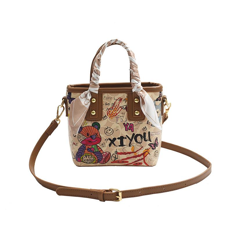Small Bag Women's 2025 New Fashion Trend Graffiti Handbag Women's Casual Versatile Printed Shoulder Crossbody Bag