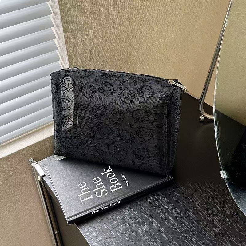 Small bag Portable cosmetic bag Going out to store toiletries bag Transparent mesh mobile phone change bag