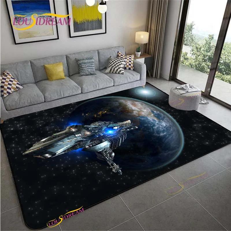 3D Space Ship Station Carpet for Living Room Bedroom Table Cinema Rug Kitchen Door Kids Un-slip Floor Mat Alfombra Birthday Gift