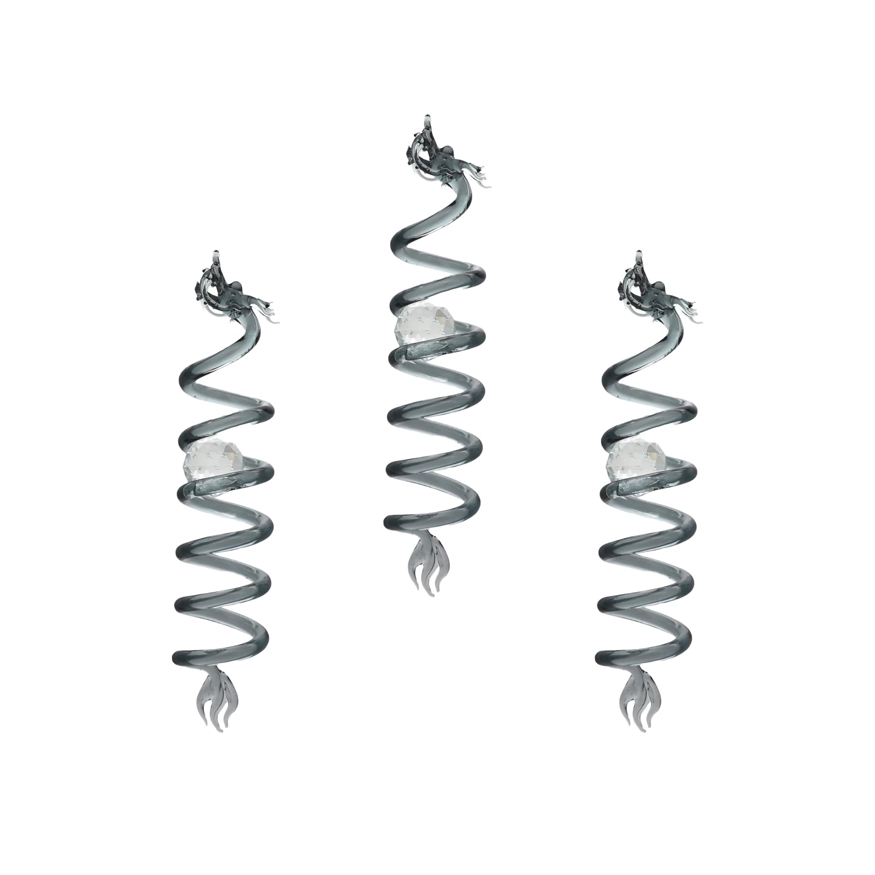 Fourcart Милый Ручной Работы Стеклянный Дракон Набор из 3 Подвесок-Ловцов Солнца, Черный, чёрный