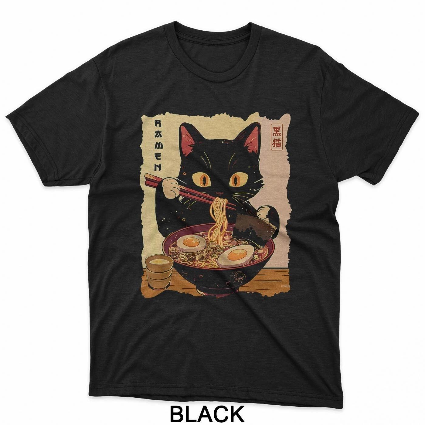 Funny Cat Ramen Graphic tee Japanese Kawaii Anime Cat T-Shirt 2XL