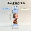 1PC Little Girl Oriental Style Art Print 750ml Color Plastic Sports Water Bottle Leakproof Flip Straw Lid Suitable for Sports Office Home Use