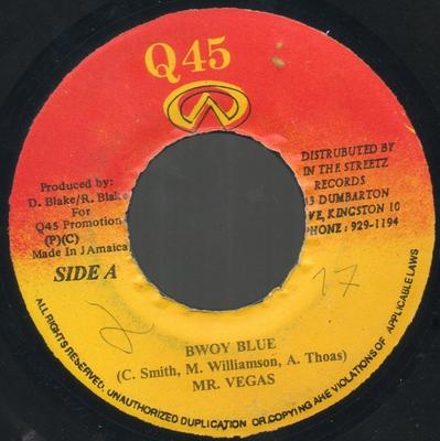 7inch Record MR. VEGAS / NITTY KUTCHIE & STEVE M - Bwoy Blue / Devil Flex NONE Q45 2000 Jamaica Reggae, Ska & Dub Used