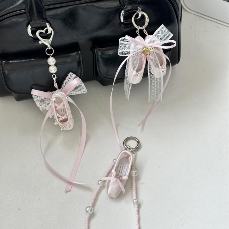 Charm Ballet Key Holder Accessory Multipurpose with Sturdy Ribbon Detail Fashion Accessory for Trendy Women Ladies