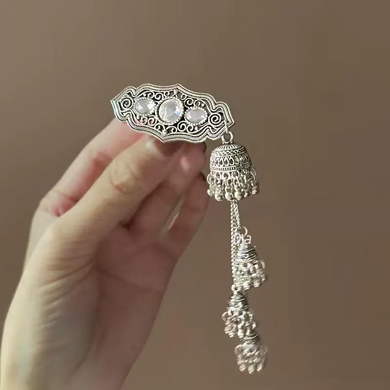 Barrette à cheveux à pampille papillon violet classique Élégant bandeau de cheveux de style ethnique Coiffe Rétro Style chinois Pince latérale Fête