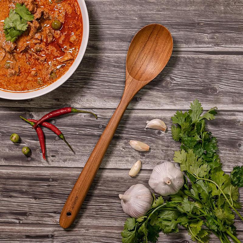 1Pc Wooden Spoons for Cooking, Non-Stick Wooden Cooking Utensils, Heat Resistant Wooden Cooking Utensils for Cooking, Serving and Mixing