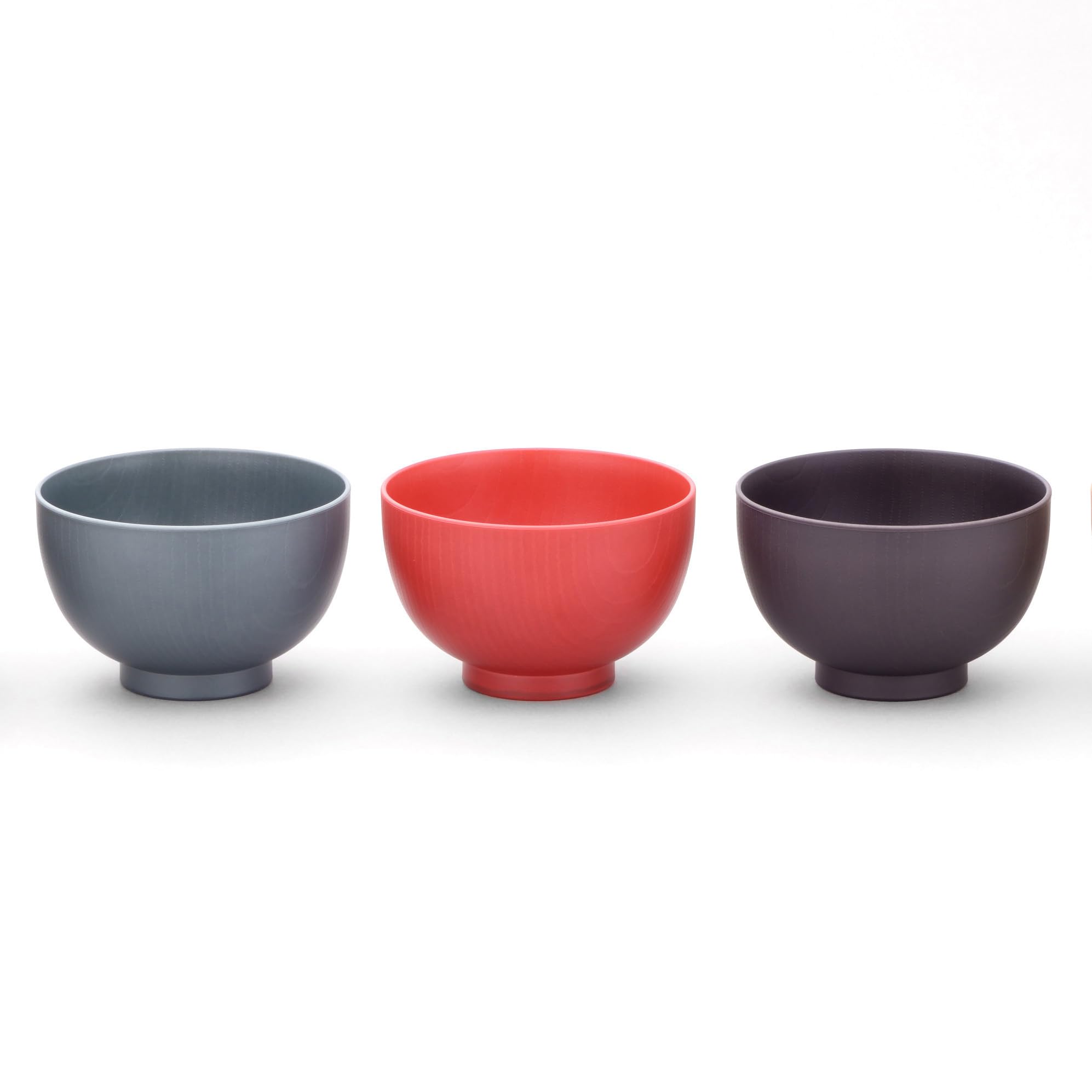 Miyamoto Sangyo Yamanaka Lacquerware Wood Grain Soup Bowls of Microwave and Dishwasher Safe (Set 3) -