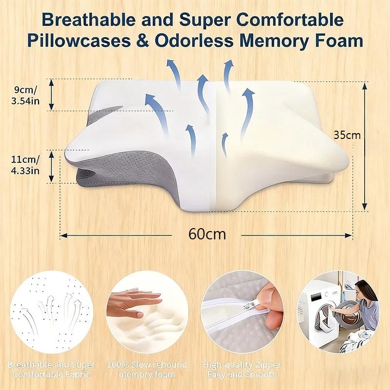 Side Sleeper’s Single Sided Memory Foam Pillow  Slow Rebound Cervical Support Pillow Core Adult Enhancing Space Cotton Pillow