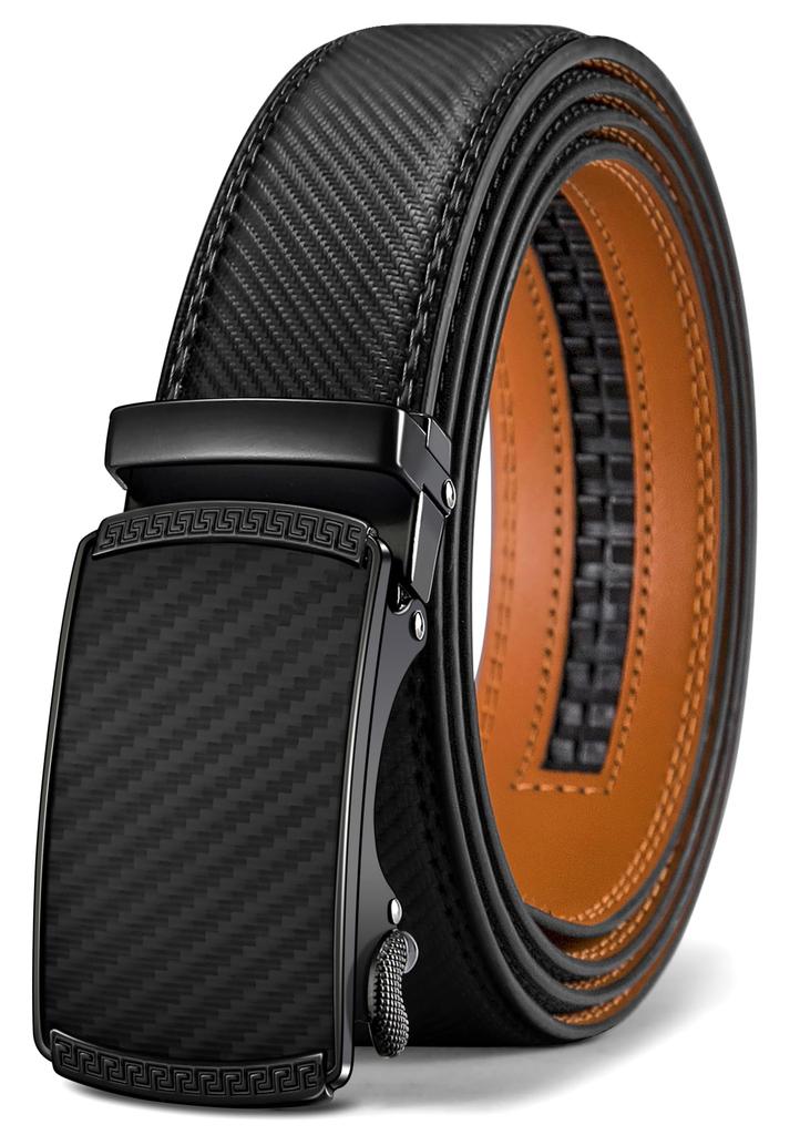 BULLIANT Suit Gift Cuttable Design 125cm Total Adjustable for Waist Sizes Men's Belt, Auto-Lock, Type, One-Touch (Black, Length, 91-107cm)
