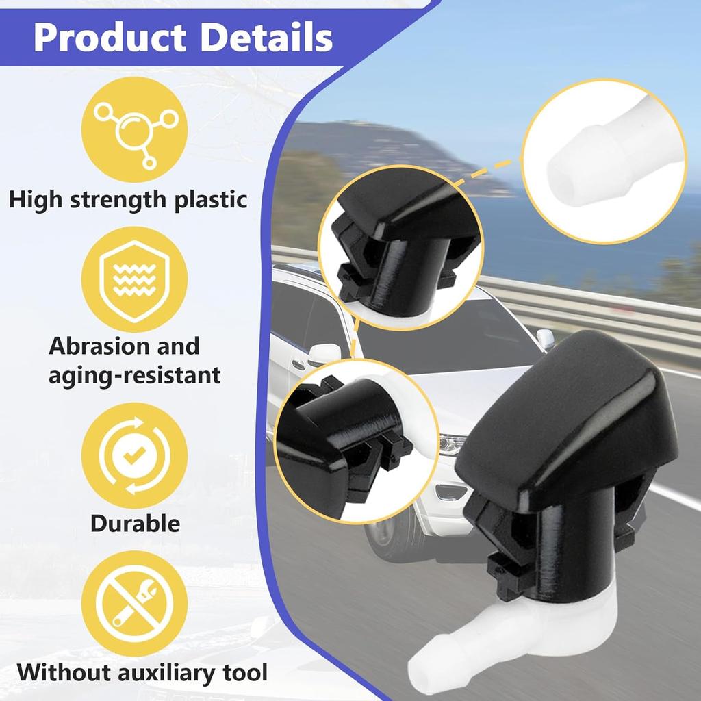 2 PCS 68260443AA Wiper Washer Nozzles Compatible with Jeep Grand Cherokee WK2 WL 2011-, Washer Accessories of Jeep Grand Cherokee Replaces 55372143AB
