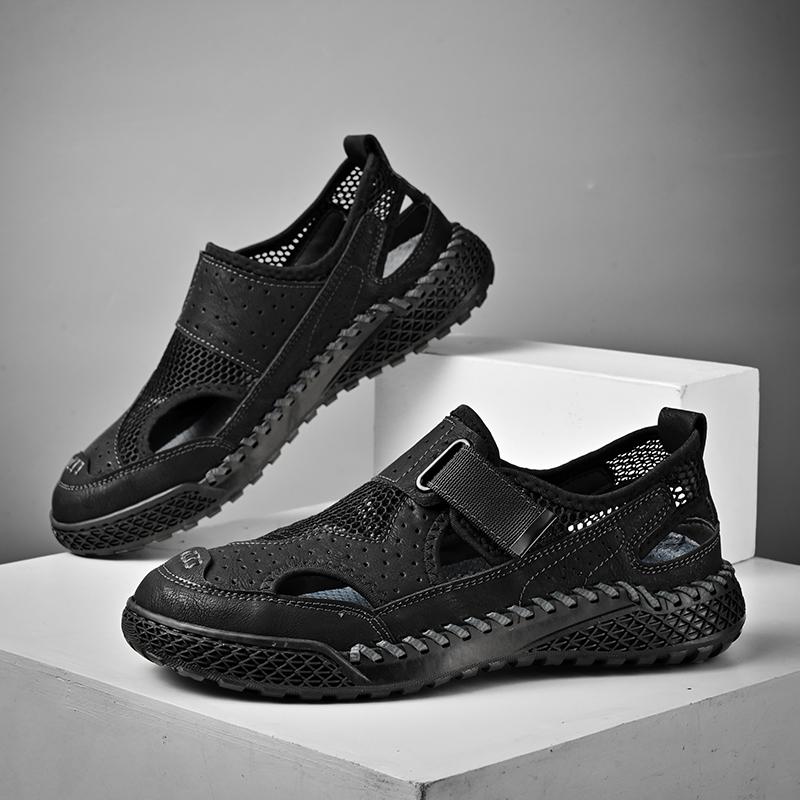 Summer Men Sandals Genuine Leather Mens Casual Shoes Outdoor Men Leather Sandals for Men Beach Shoes Roman Mens Shoes