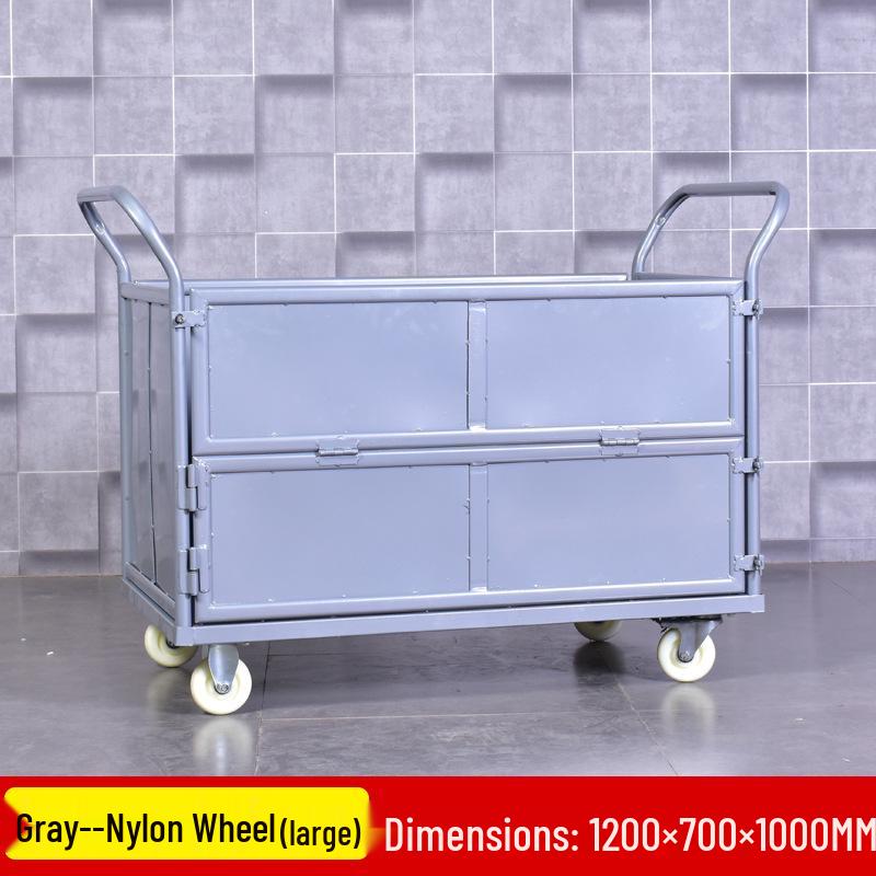 Stackable Guardrail Hand-Push Cart with Cover for Warehouse Logistics and Goods Handling