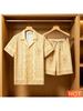 Gradient Pattern Shirt and Shorts Set Summer Men’s Hawaiian Vacation Shirt Set Breathable Men’s Casual Two-Piece Set