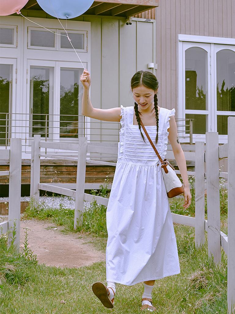 Anoetic Anc Frill Sleeveless Dress_White