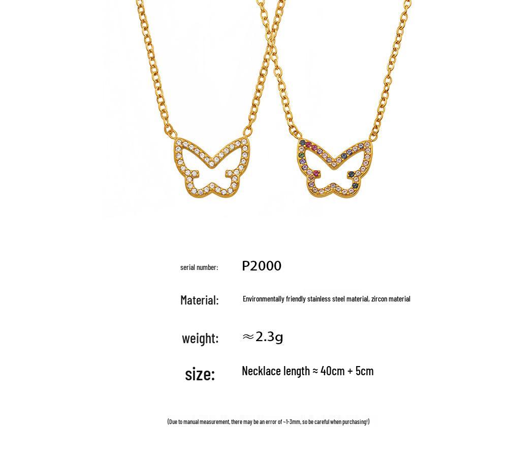 Qiong Yao Butterfly Pendant Necklace - Chic Stainless Steel Luxury for Trendsetters