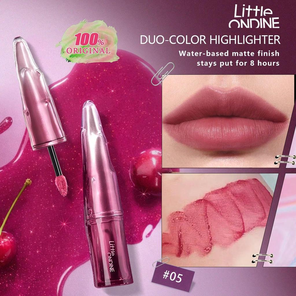 Little ONDINE Airy Matte Lip Mud 01-06, Watery Velvet Texture, Lightweight Blurring Effect, Highly Saturated Berry Color Palette
