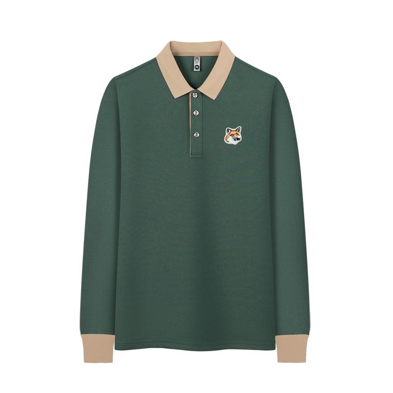 2026 Spring and Autumn Men s Colored Retro Long sleeved Lapel Loose Casual Fox Print POLO Shirt M