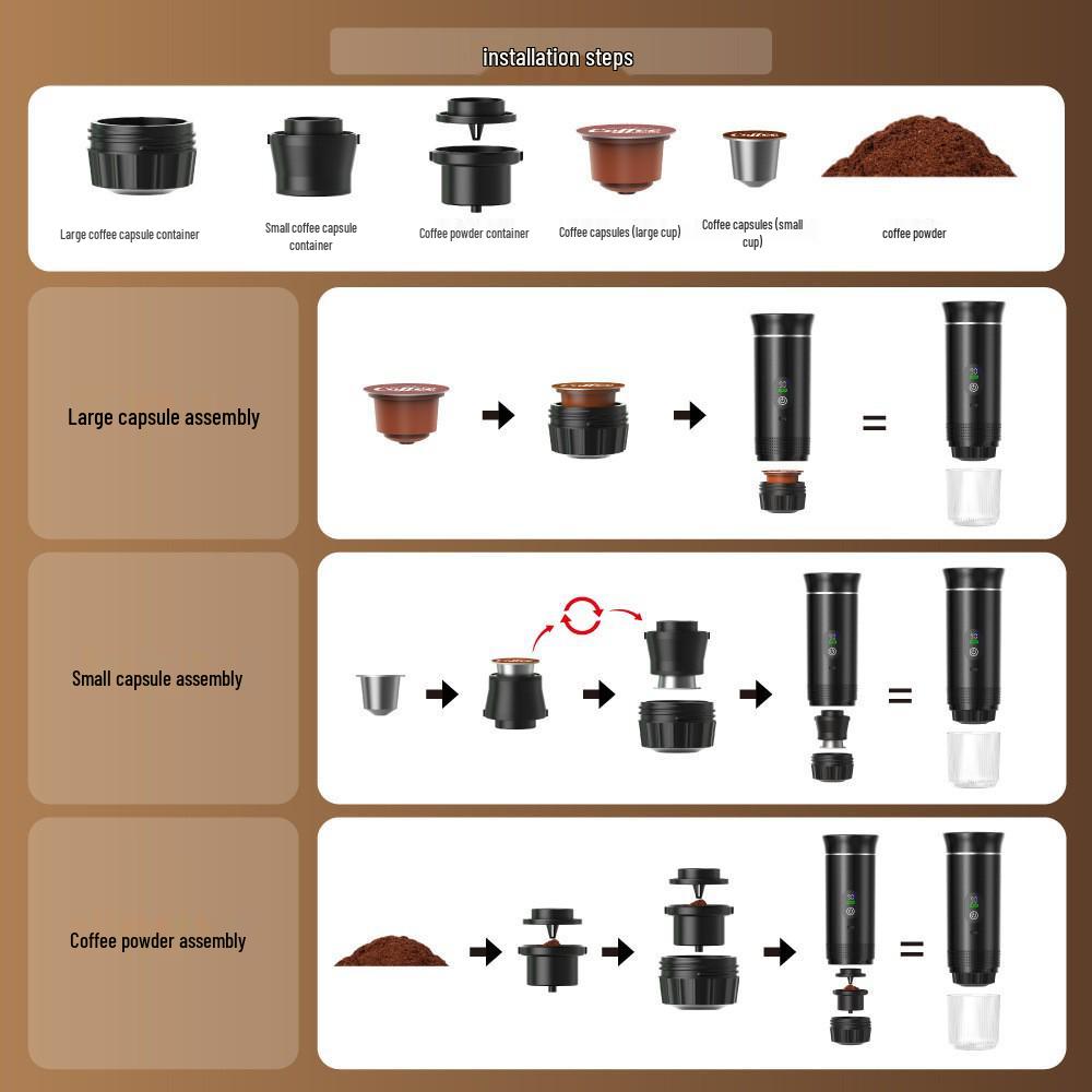 Meiyi Tragbare kabellose Espressomaschine: Kompakte elektrische Kaffeemaschine im italienischen Stil mit Heizpumpe