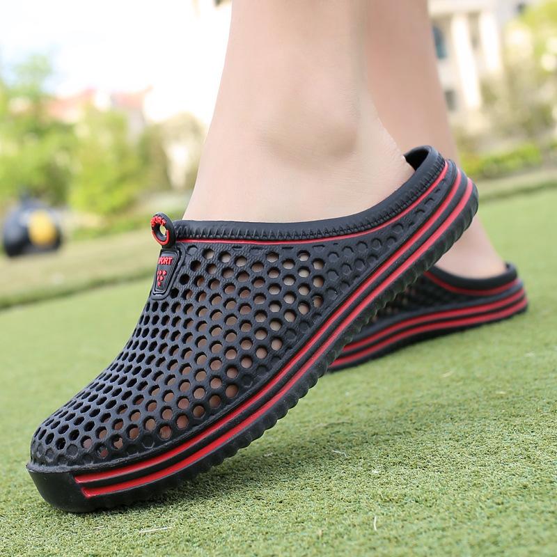 Summer Sandals Mesh Slippers Men's Casual Bird's Nest Cave Beach Shoes Gloves Lazy Half Slippers Large Size 407