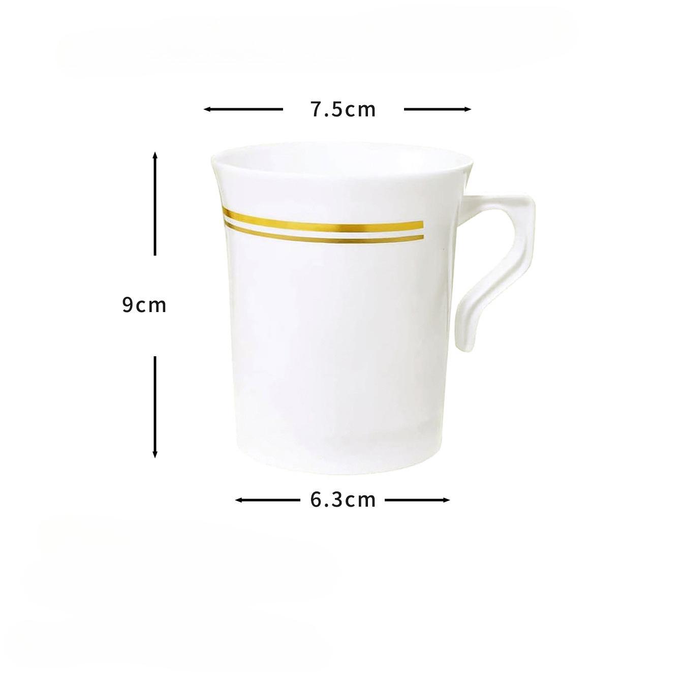 

Ins Style Minimalist 250ml Plastic Coffee Cup Creative Milk Mug For Home Office Restaurant Juice Cup With Gold And Silver Edge Design 9oz（250ml）
