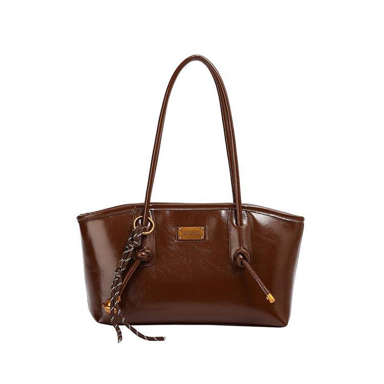 

Tote Bag Lady s Daily Commuting Work Bag - Large Capacity Shoulder Bag with Single Shoulder Strap with pendant кавовий