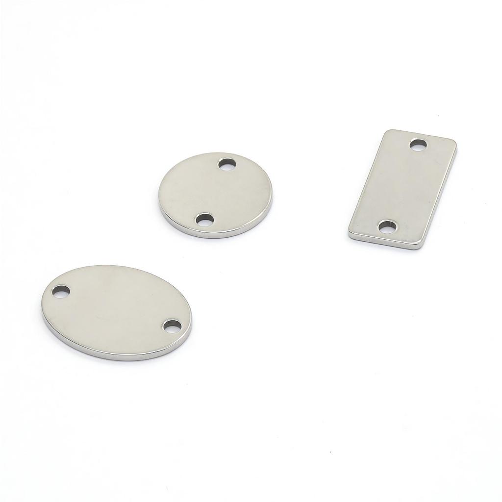 In Stock: 304 Stainless Steel Double Hole Oval Tags for DIY Jewelry, Laser Engravable Pendants