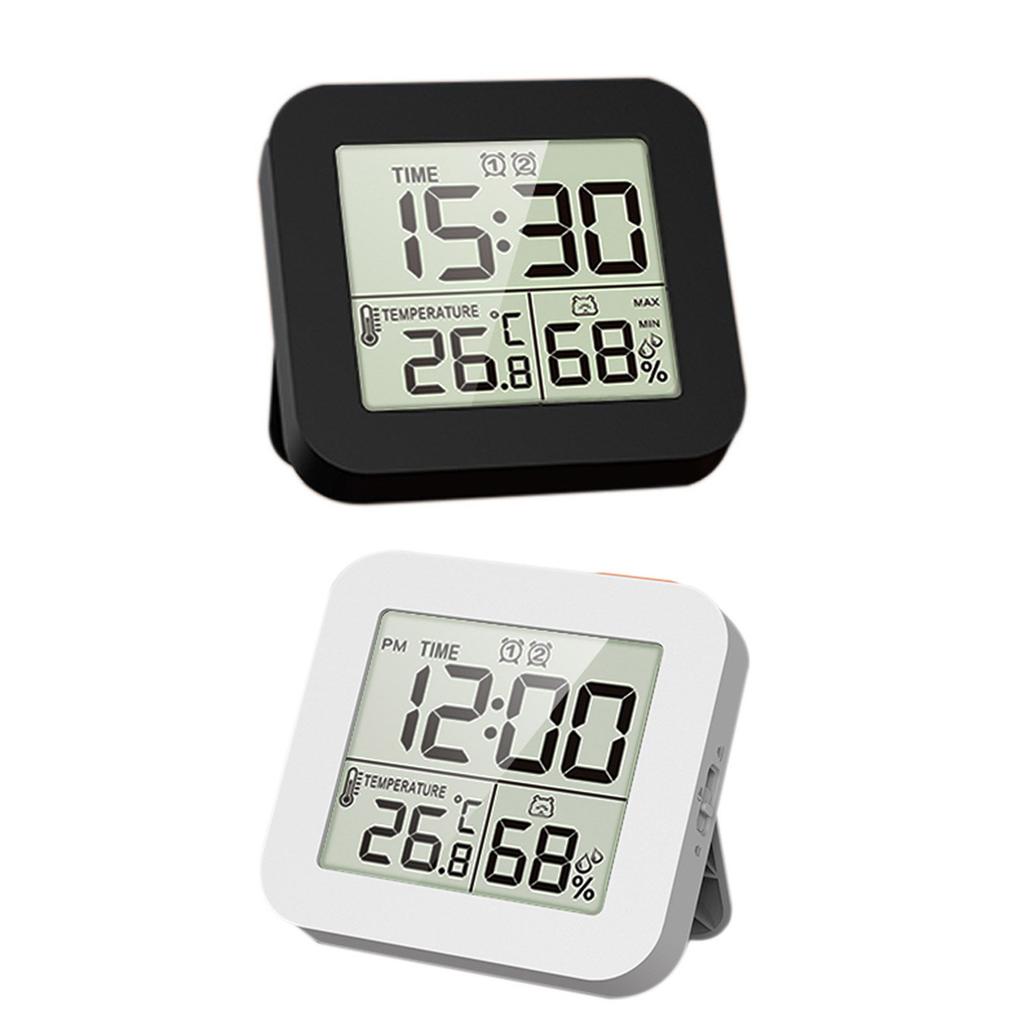 Portable Digital Alarm Clock with Temperature Humidity Reading Multifunctional Desk Clock for Home Heavy Sleeper Alarms