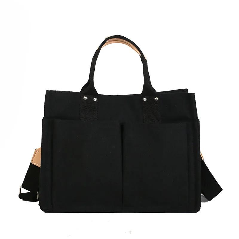 

Boutique De FGG Stylish Handbags Canvas Large Women Casual Shoulder Bags with Handle Versatile Ladies Satchels Crossbody Bags