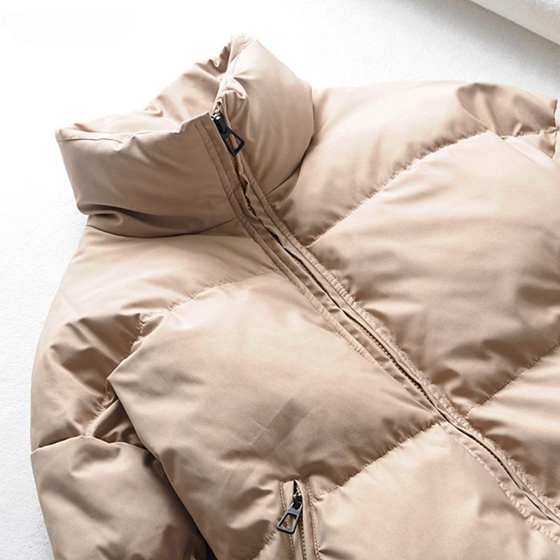 Женские однотонные парки больших размеров цвета хаки — фото 6