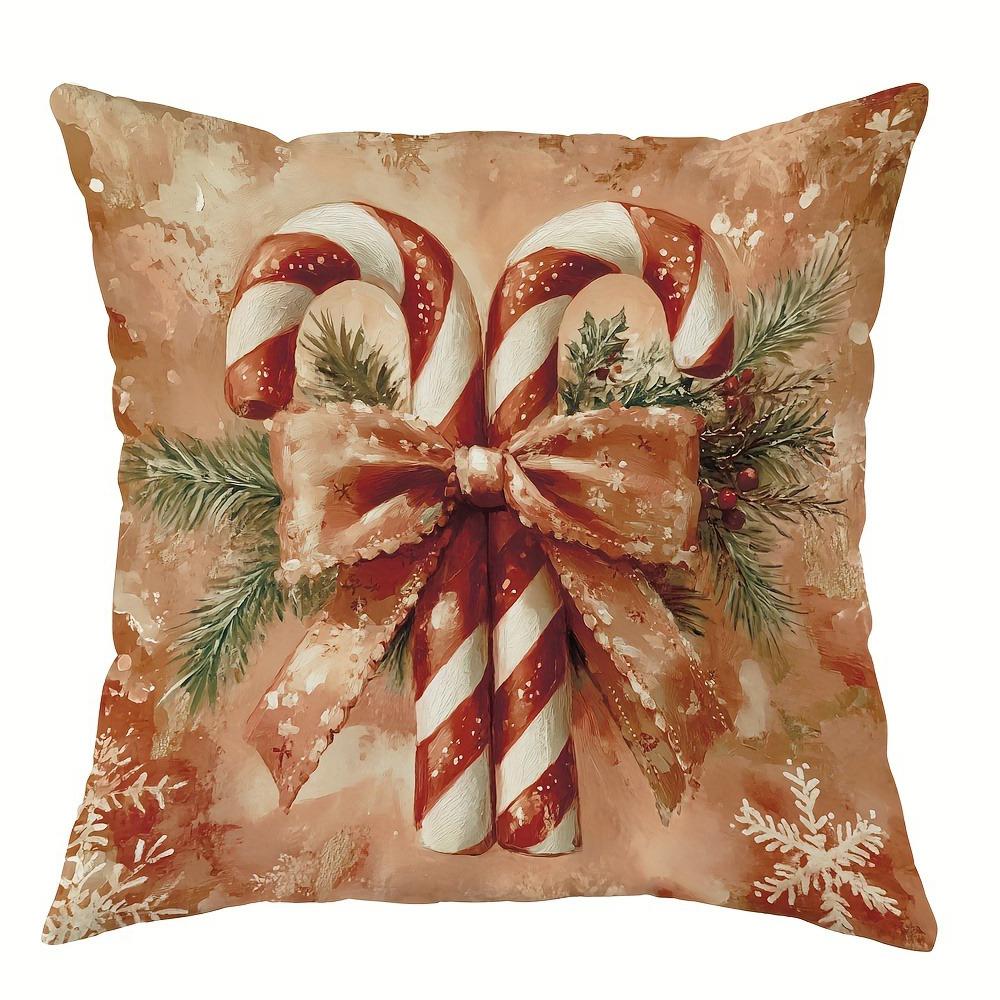 Christmas Day Party Decoration Pillowcase Santa Claus Christmas Tree Bow Pattern Suitable for Home Room Sofa Cushion Cover