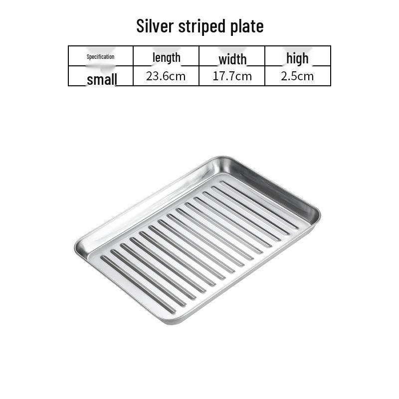 Korean Style Stainless Steel Gold BBQ & Grilling Plate - Versatile Rectangular Tray for Rice, Noodles, Steaming, and Snacks