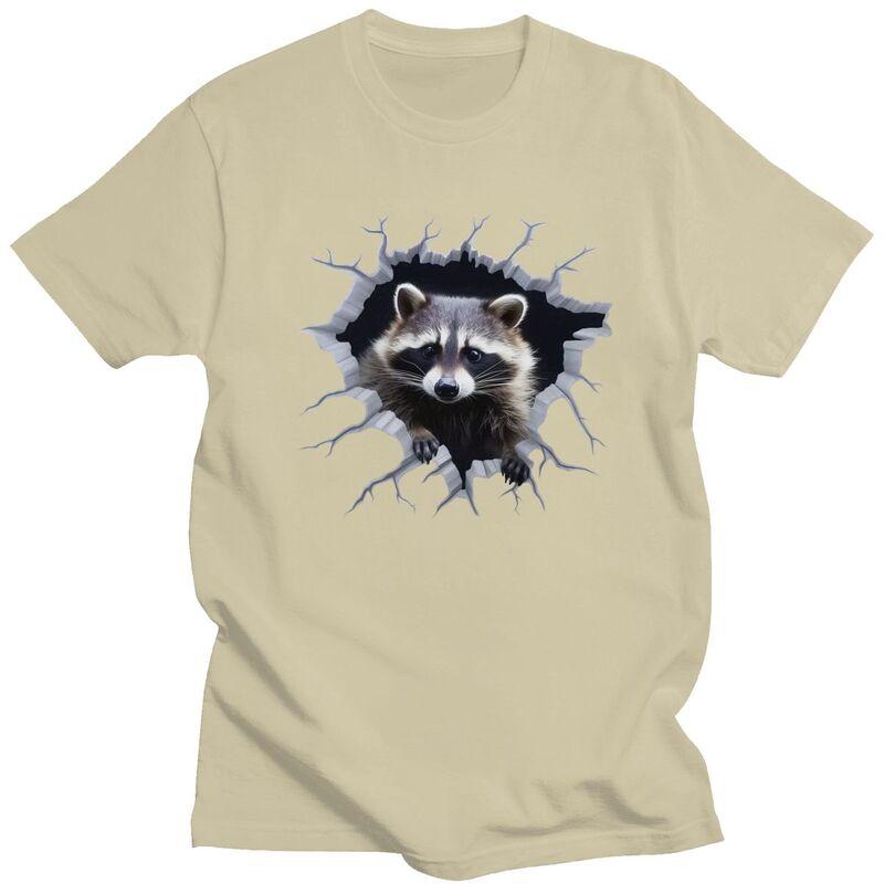 Custom Funny Raccoon T Shirts Men 100 Cotton Tee Tops Tshirts Casual Tshirt Clothing