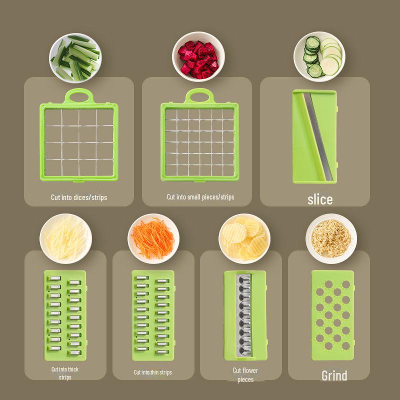 Multifunktionaler Gemüseschneider und -hobel für die Küche – Raspelt, würfelt und reibt Kartoffeln, Radieschen und mehr