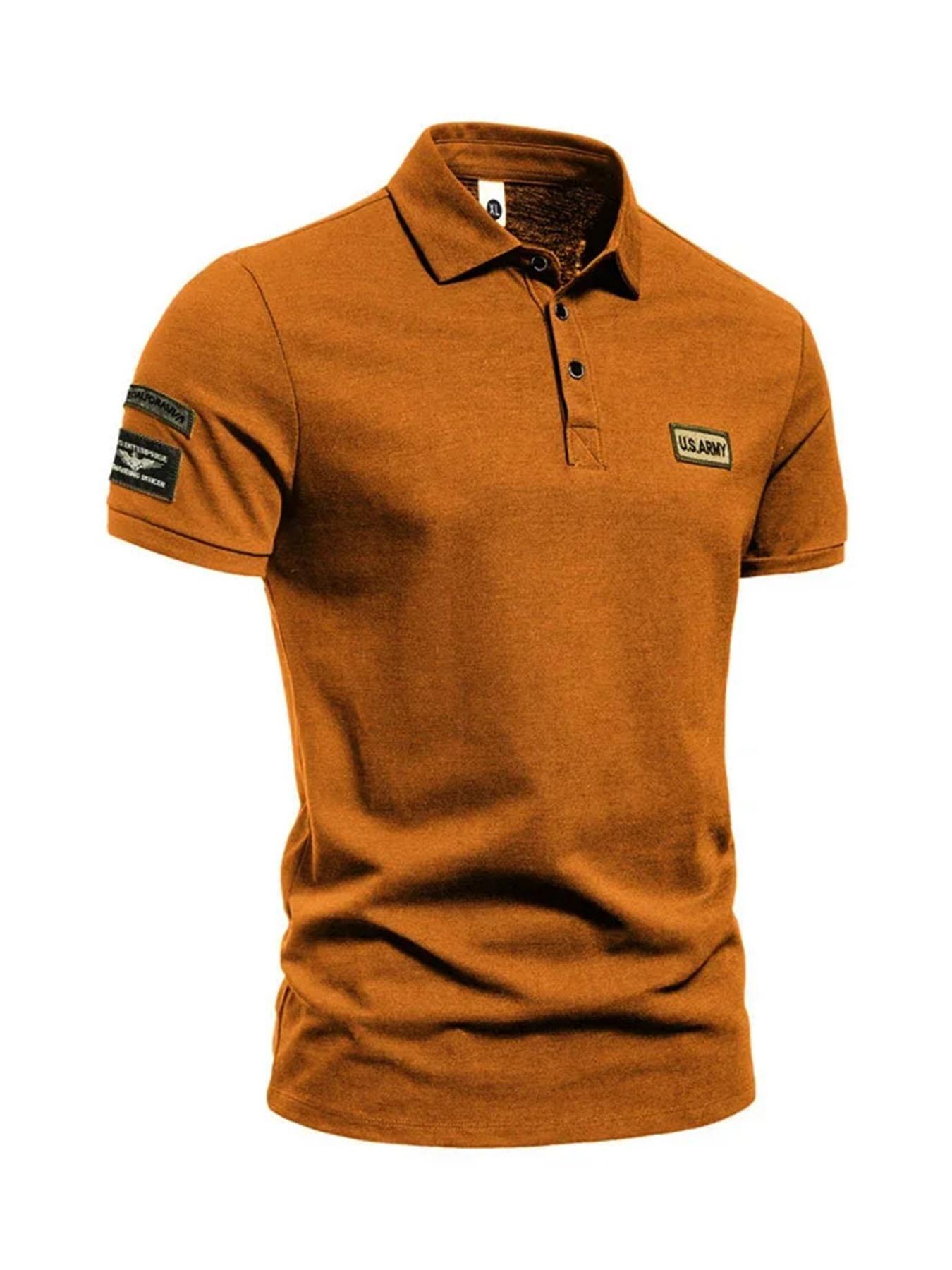 

Мужские рубашки поло с коротким рукавом, дышащие, повседневные, с отложным воротником, футболка, тактические футболки с лейблом, трендовая уличная одежда 4XL хаки