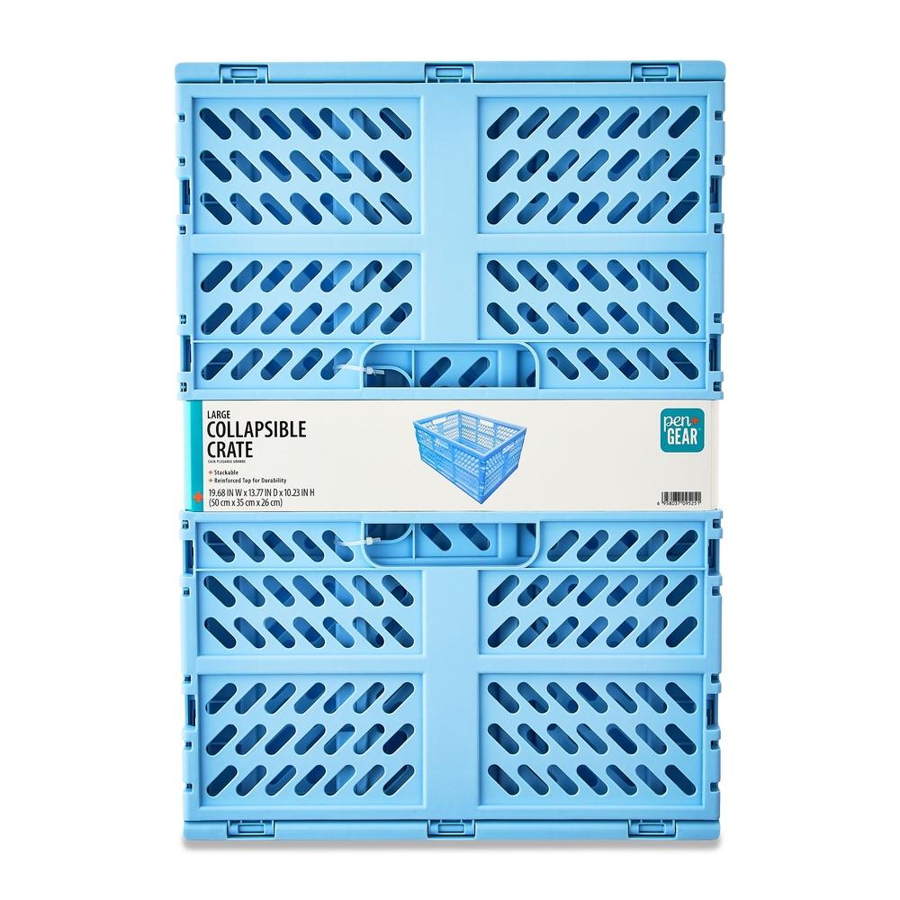 

Большой складной ящик для хранения, штабелируемый пластиковый контейнер с удобными ручками, идеальный для организации офиса, вместимость 5 галлонов United States